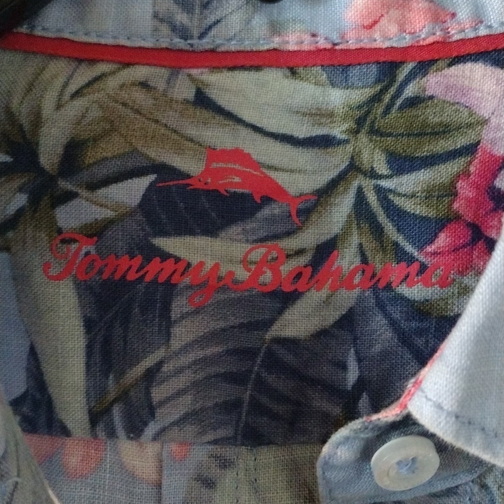 Tommy Bahama Linen Light Blue Floral Button-Down Shirt - Picture 2 of 4